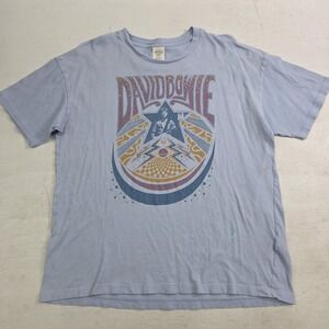 American‎ Eagle David Bowie Band Graphic T-Shirt Light Blue Men's Sz M Paint*